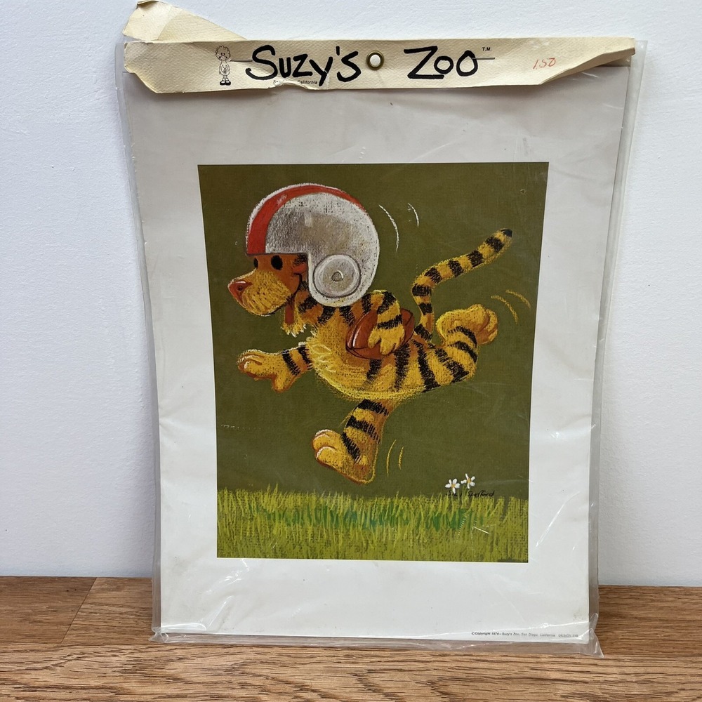 Vintage Suzy's Zoo Tiger Art Print Picture 1974 in‎ Package Design 315